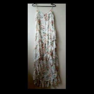 Stradivarius ruffled floral asymmetrical dress